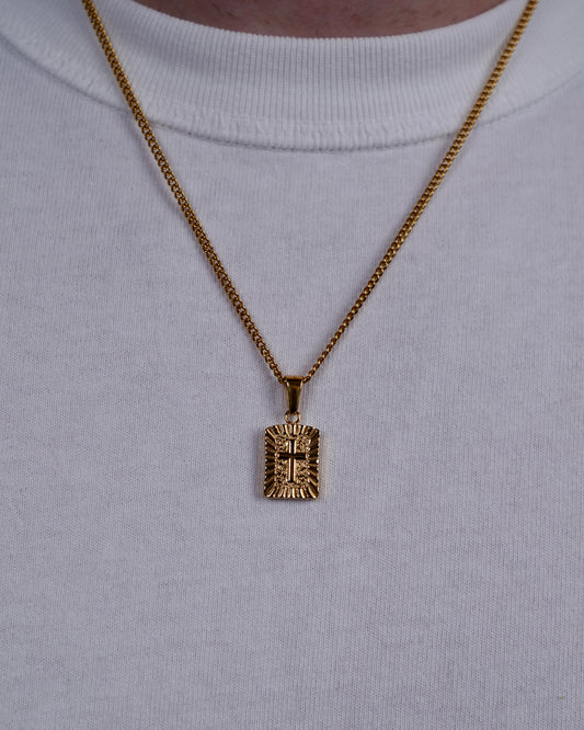 BOXED CROSS PENDANT - GOLD