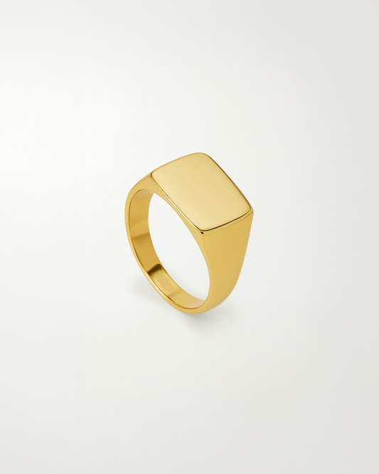 BLOCK SIGNET RING - GOLD
